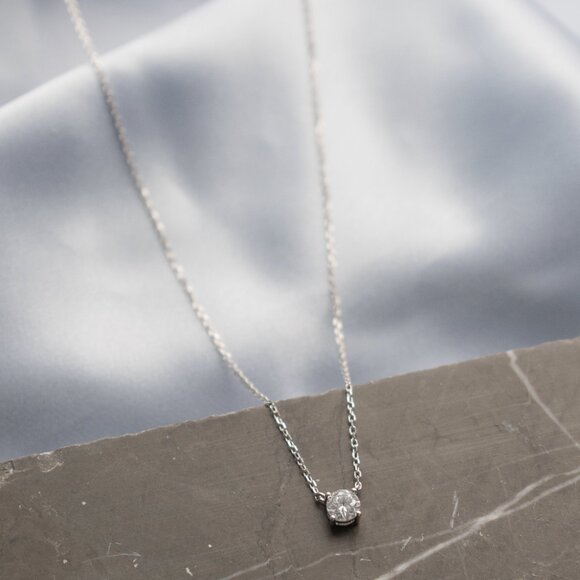 NWT Dionne Solitaire Necklace // Sterling Silver + 0.5ct Diamond - Picture 4 of 7